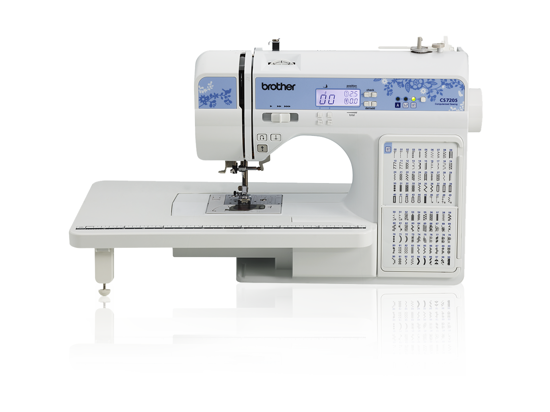 Máquina de coser digitalizada de 150 puntadas con mesa de extensión para ampliar espacio de trabajo