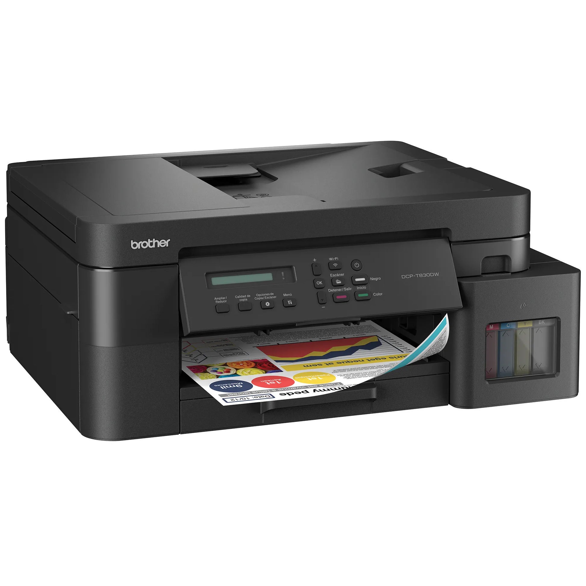 Impresora 3 en 1 de inyección de tinta a color DCP-T830DW de la serie InkBenefit Tank de Brother con conectividad inalámbrica e impresión dúplex