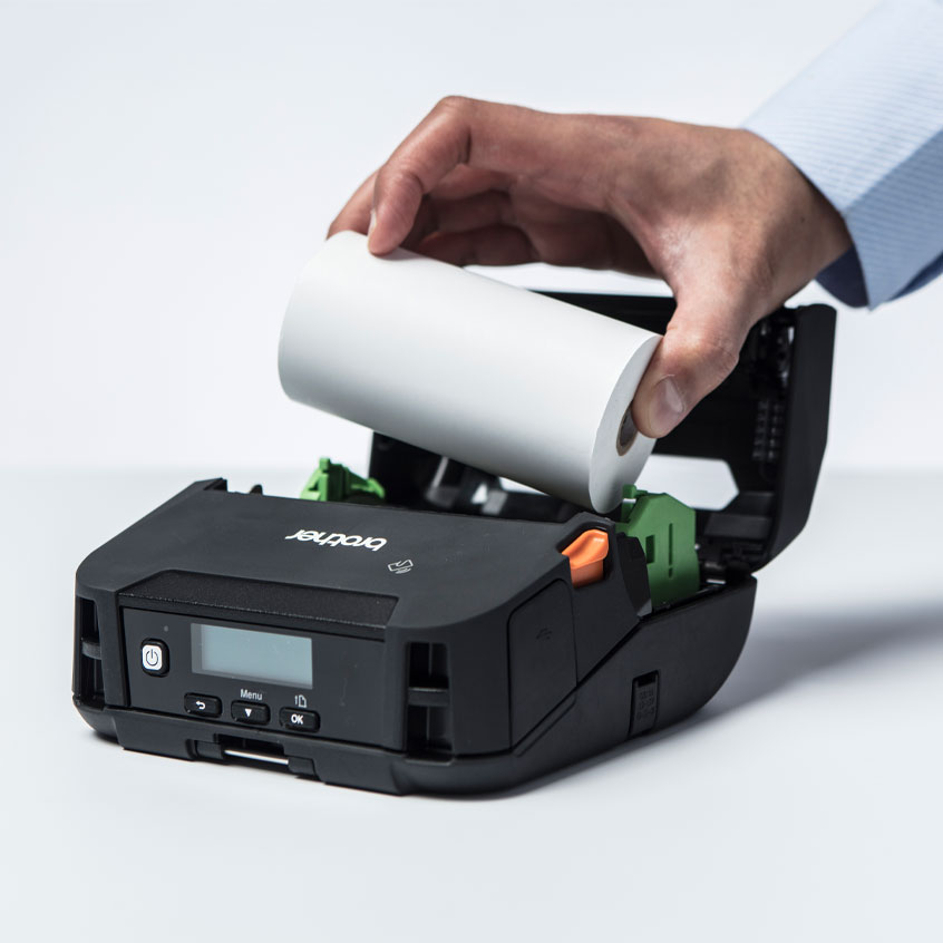 Impresora portátil térmica directa de 4" con conectividad Bluetooth, MFi y batería.